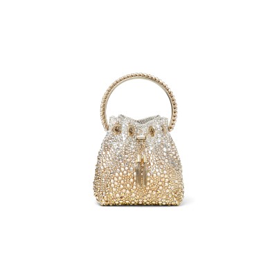 JIMMY CHOO BON BON GOLD SATIN CRYSTAL HANDBAG BONBONXDR (14*15*9.5cm)